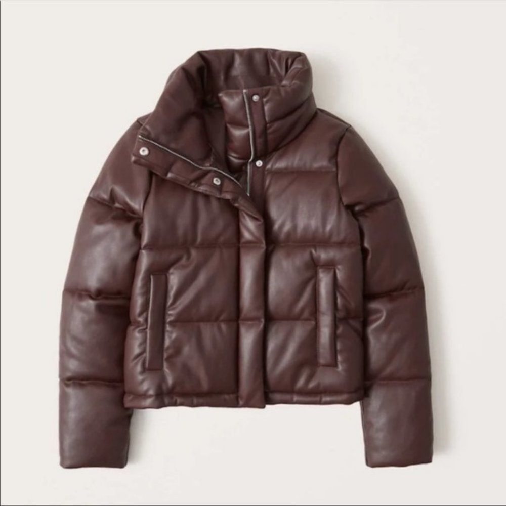 Vegan Leather Mini Puffer - Dark Brown NWT!